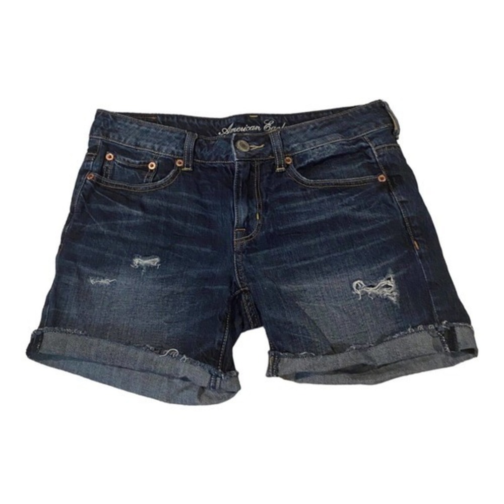 American Eagle Dark Denim Distressed Jean‎ Shorts Women’s Size 2